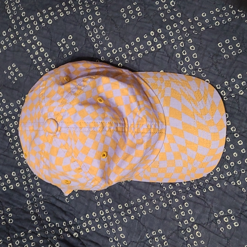 Baggu purple and tan checkered baseball hat
